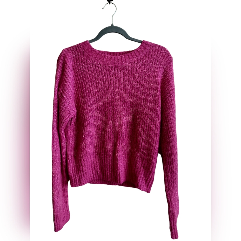 Girl's Melrose and Market hot pink women's sweater with glitter size XL